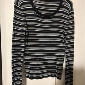 Pink Republic Black and White Ribbed Long Sleeve Blouse